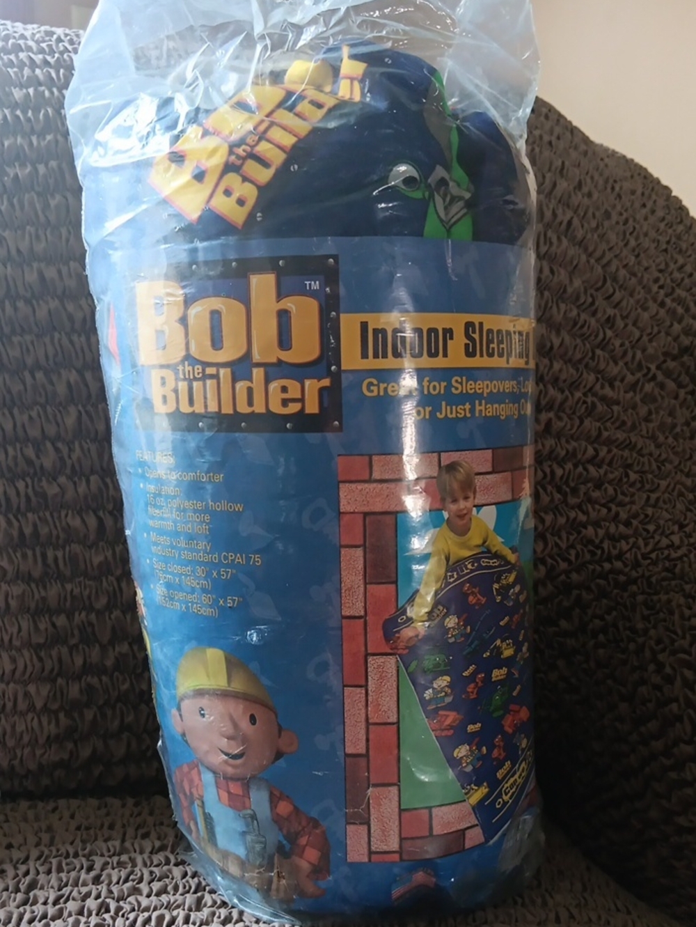 2001 Bob The Builder Indoor Sleeping Bag. New In Open Package.